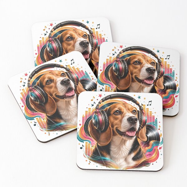 Item preview, Happy Beagle Listening to Colorful Music designed and sold by Kolibra.