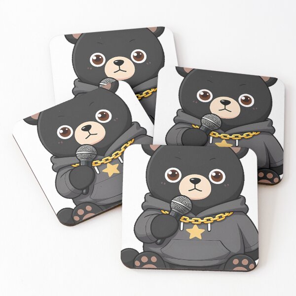 Item preview, Cute Black Bear Rapper with Hoodie designed and sold by pumsquare.