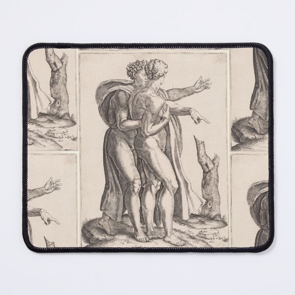 Item preview, Two Nude Male Figures Renaissance Engraving designed and sold by artofuniverse.