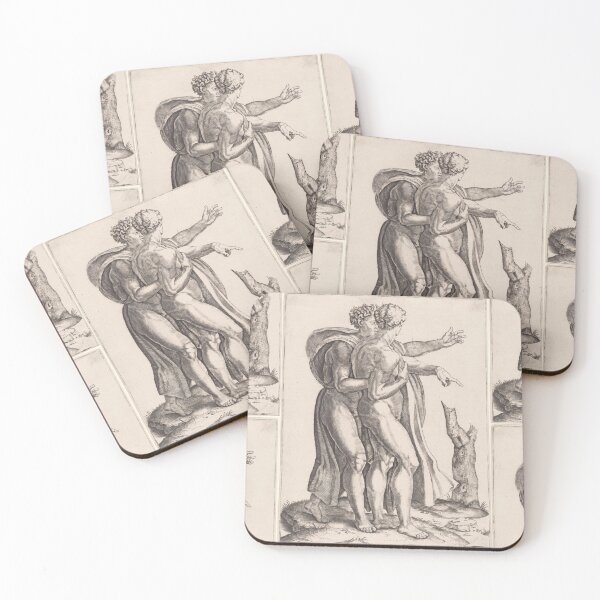 Item preview, Two Nude Male Figures Renaissance Engraving designed and sold by artofuniverse.