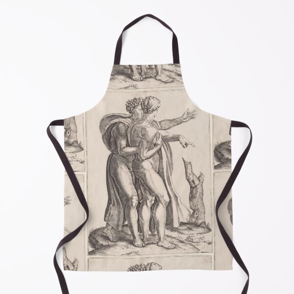 Item preview, Two Nude Male Figures Renaissance Engraving designed and sold by artofuniverse.