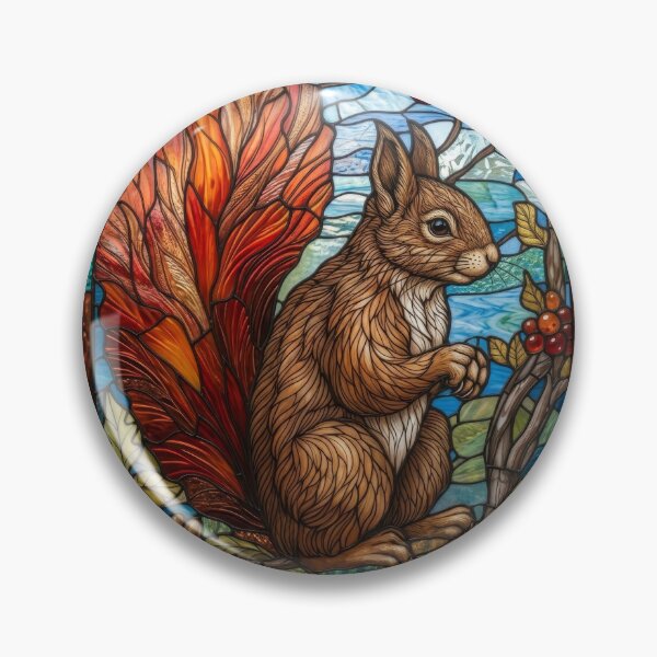 Item preview, Red Squirrel Stained Glass Autumn Harvest designed and sold by pinkal.