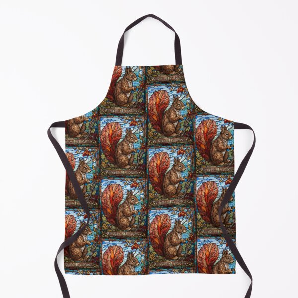 Item preview, Red Squirrel Stained Glass Autumn Harvest designed and sold by pinkal.