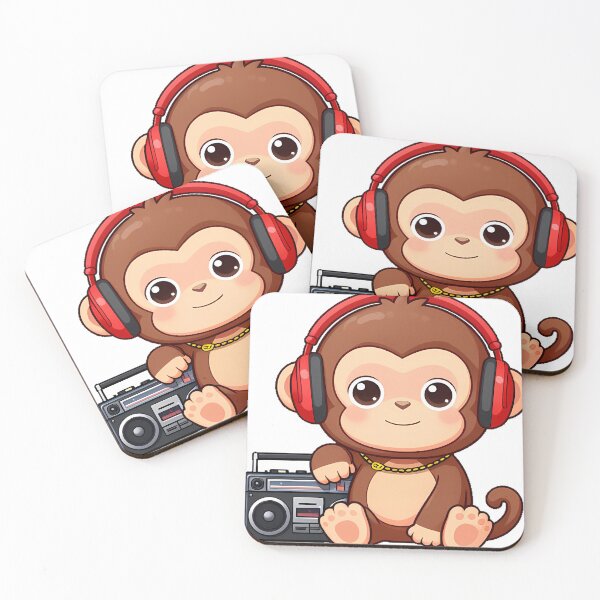 Item preview, Cute Monkey Rapper with Boombox designed and sold by pumsquare.