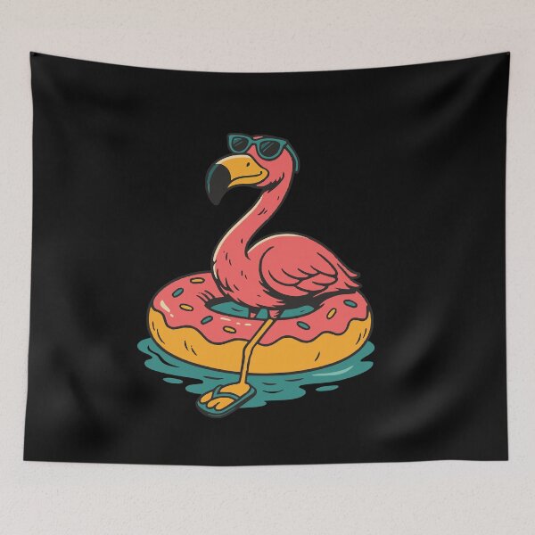 Item preview, Funny flamingo on a donut-shaped inflatable ring in summer designed and sold by FeverVoid.