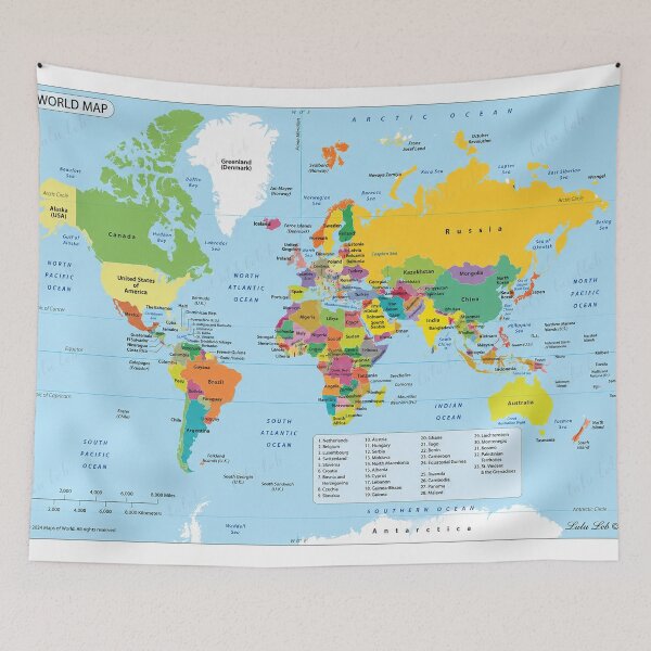 Item preview, Bright Political World Map – Light Blue designed and sold by LuluLeb.