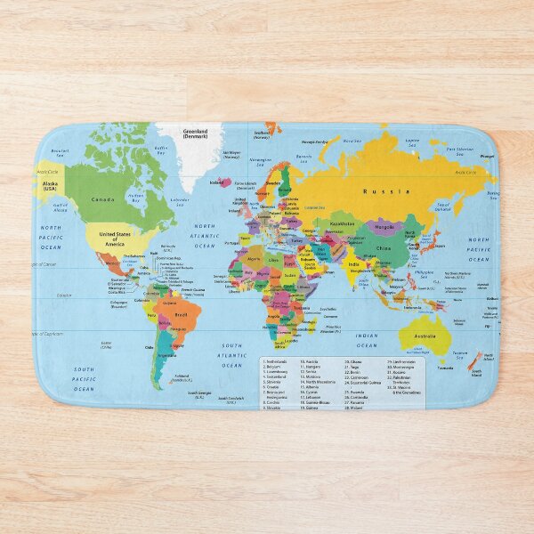 Item preview, Bright Political World Map – Light Blue designed and sold by LuluLeb.