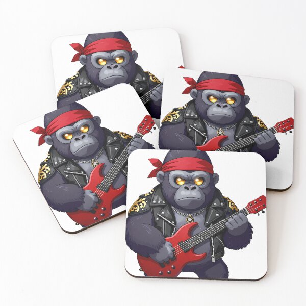 Item preview, Gothic Gorilla Rockstar with Crimson Guitar designed and sold by IllumeInk.