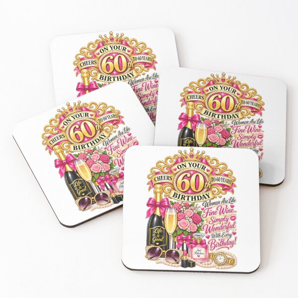 Item preview, https://www.redbubble.com/i/mug/60th-Birthday-Women-Are-Like-Fine-Wine-Simply-Wonderful-With-Every-Birthday-by-WaltGral/182922576/ctqx?asc=u designed and sold by Clothes With Smiling Animals Walt Gral.