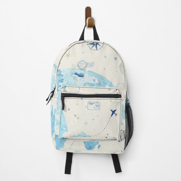 Item preview, World Travel Pattern – Watercolor Globe Airplane Compass – Nursery Travel Art Print designed and sold by @SHINTOSARTSTORE.