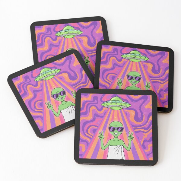 Item preview, Funny Beach Alien Summer Vacation UFO Beam Sticker designed and sold by FestivityFinds.