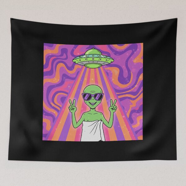Item preview, Funny Beach Alien Summer Vacation UFO Beam Sticker designed and sold by FestivityFinds.