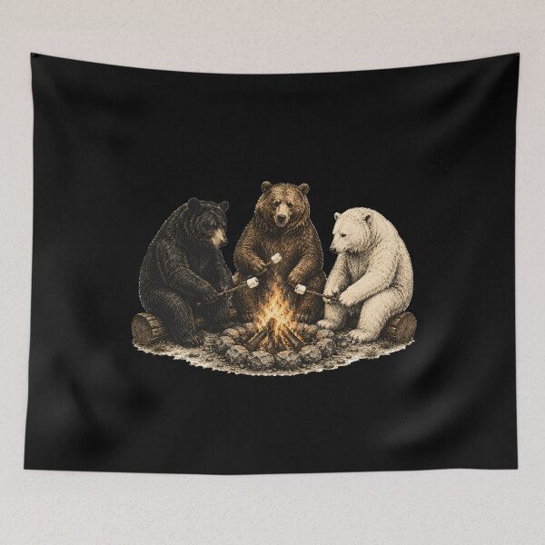 Item preview, Cute Bear Campfire Camping designed and sold by a-turner-paint.