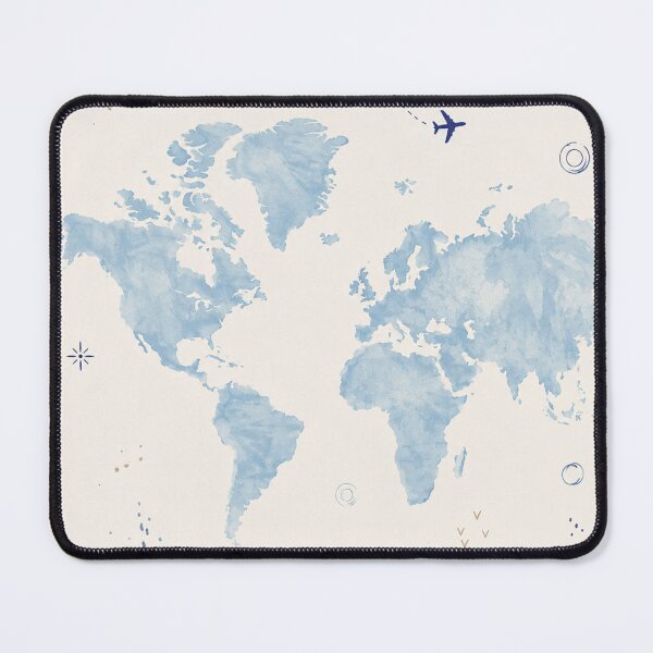 Item preview, Watercolor World Map – Blue Travel Art Print – Airplane Adventure Wall Decor designed and sold by @SHINTOSARTSTORE.