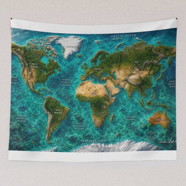 Item preview, Photographic Satellite World Map designed and sold by LuluLeb.