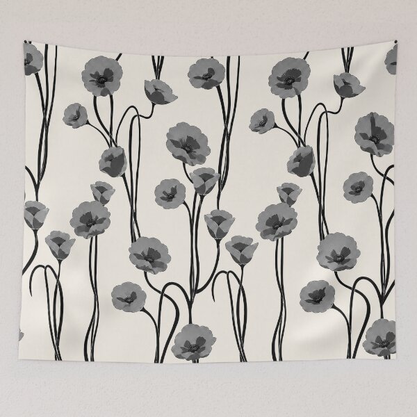 Item preview, Grey Poppy Floral Botanical Pattern designed and sold by Aniko Tulipan.