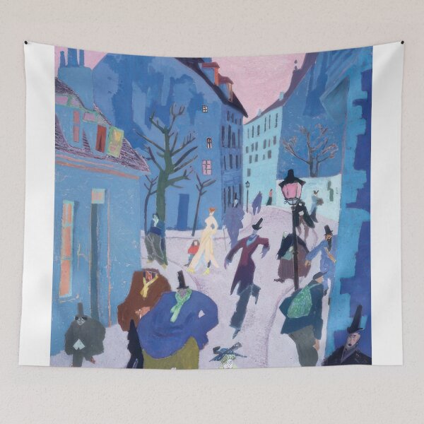 Item preview, In a Village Near Paris (Street in Paris, Pink Sky) - 1909  by Lyonel Feininger - Bauhaus Movement designed and sold by namikikkik.