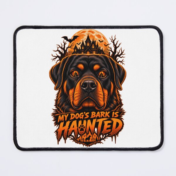 Item preview, My Dog's Bark Is Haunted Rottweiler Halloween Funny Rottweiler Guard Dog Shirt designed and sold by KnrNazimTHRE4DS.