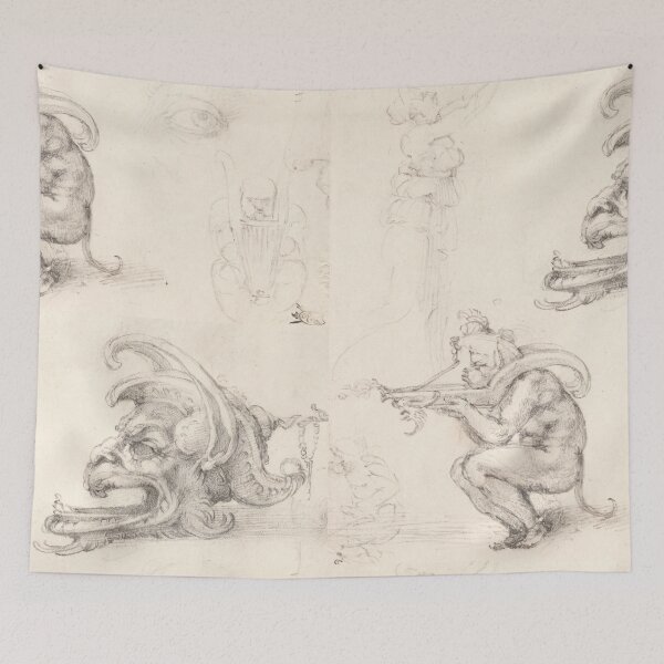 Item preview, Grotesque Mask and Crouching Figure Study designed and sold by artofuniverse.