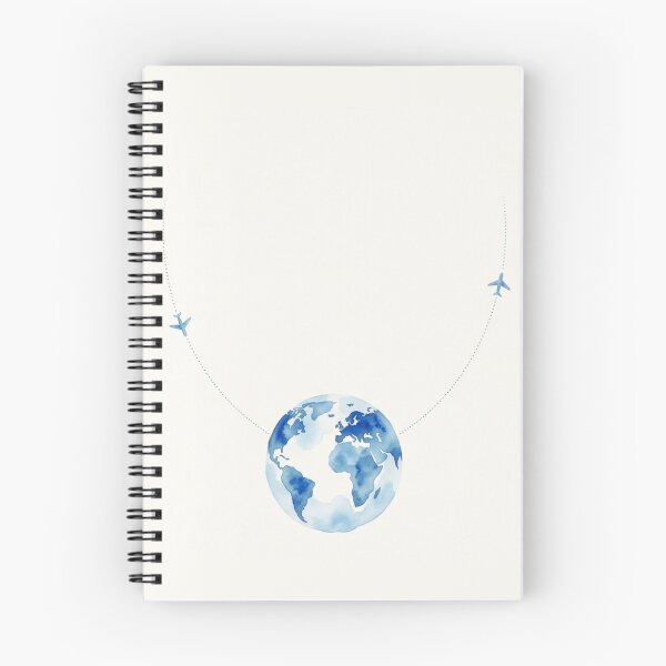 Item preview, Minimalist Globe – Two Airplanes Around Earth Watercolor Art Print – Travel Wall Decor designed and sold by @SHINTOSARTSTORE.