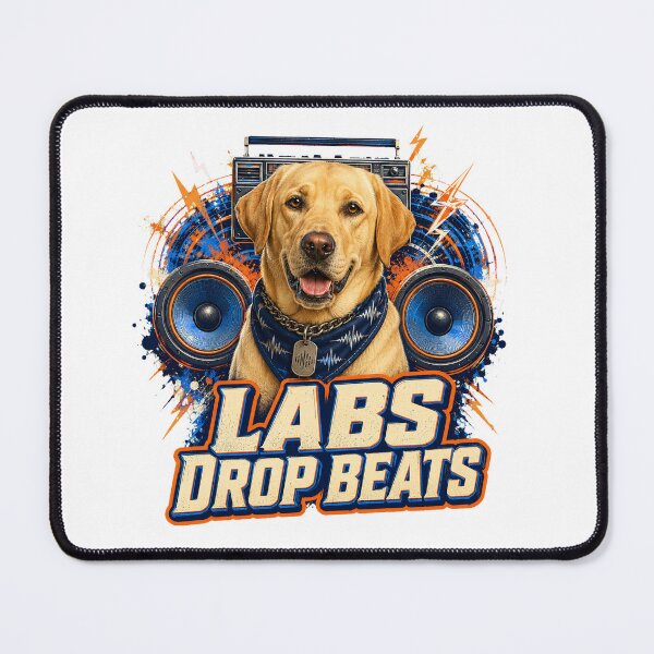 Item preview, Labrador DJ Drops Beats Retro Music Design designed and sold by Kolibra.