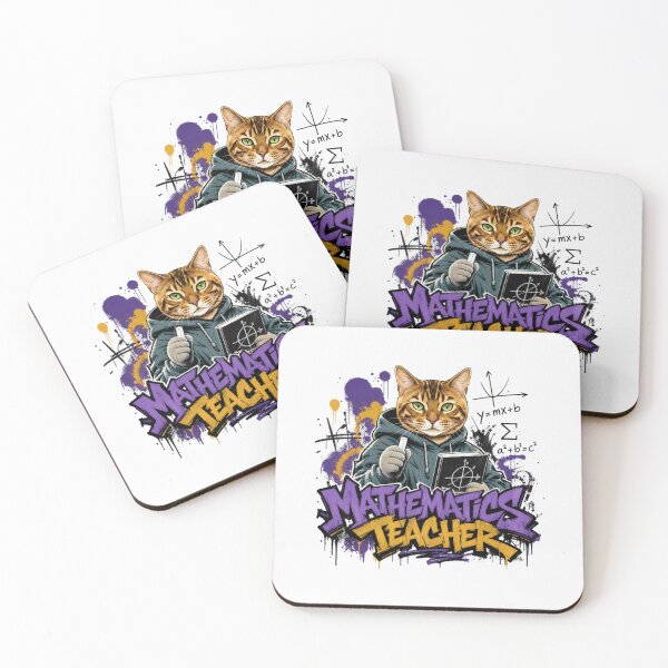 Item preview, Mathematics Teacher Cat Graffiti Street Art T-Shirt | Funny Math Professor Cat STEM Teacher Gift designed and sold by illeN-Art-World.