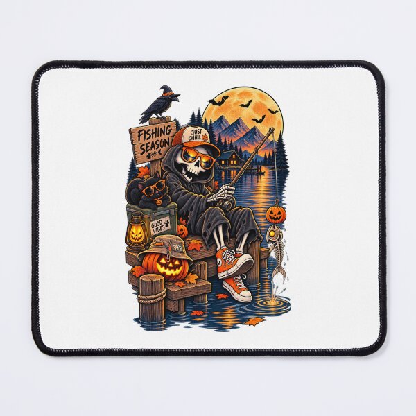 Item preview, Halloween Fishing Skeleton Just Chill Pumpkin Fisherman Outdoor designed and sold by afr-saad.