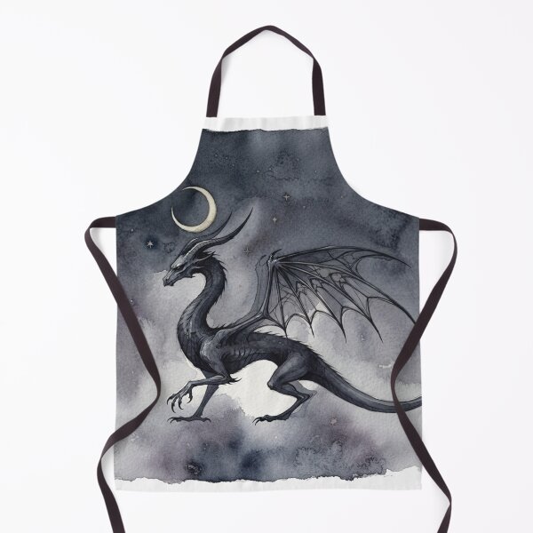Item preview, Gothic Ancient Dragon Under Crescent Moon Watercolor designed and sold by GrabaHuk.
