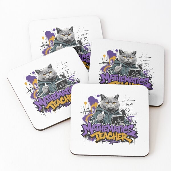 Item preview, Mathematics Teacher British Shorthair Cat Graffiti Street Art T-Shirt | Funny Math Professor Cat STEM Teacher Gift designed and sold by illeN-Art-World.
