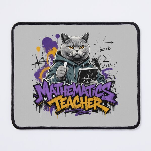 Item preview, Mathematics Teacher British Shorthair Cat Graffiti Street Art T-Shirt | Funny Math Professor Cat STEM Teacher Gift designed and sold by illeN-Art-World.