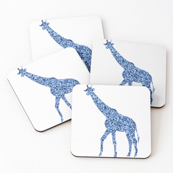 Item preview, Blue Triangular Mosaic Giraffe Silhouette Design designed and sold by DymondDesigns.