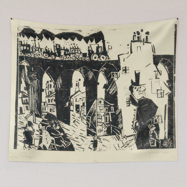 Item preview, Railroad Viaduct (Die Eisenbahnbrücke) - 1919  by Lyonel Feininger - Bauhaus Movement designed and sold by namikikkik.