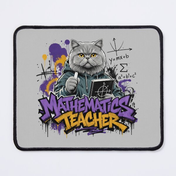 Item preview, Mathematics Teacher Persian Cat Graffiti Street Art T-Shirt | Funny Math Professor Cat STEM Teacher Gift designed and sold by illeN-Art-World.