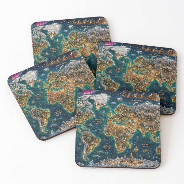 Item preview, Christmas Around the World – Magical World Map designed and sold by LuluLeb.