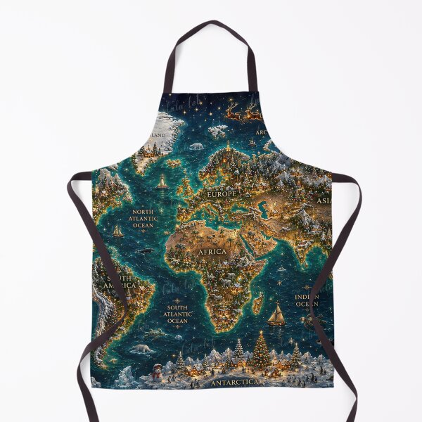 Item preview, Christmas Around the World – Magical World Map designed and sold by LuluLeb.