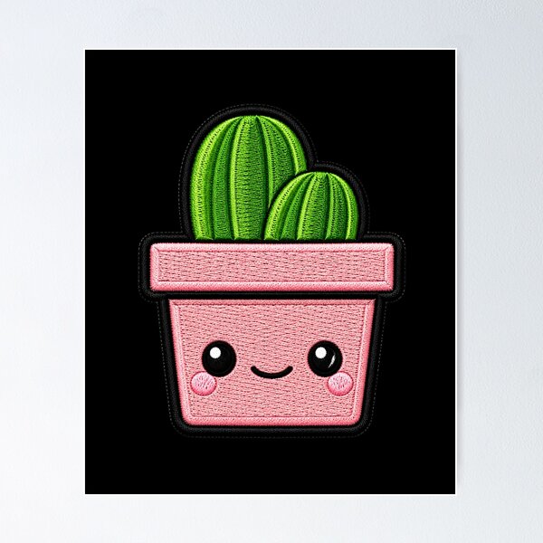 Item preview, Kawaii Cactus Embroidery Patch Illustration designed and sold by ColorSplash123.