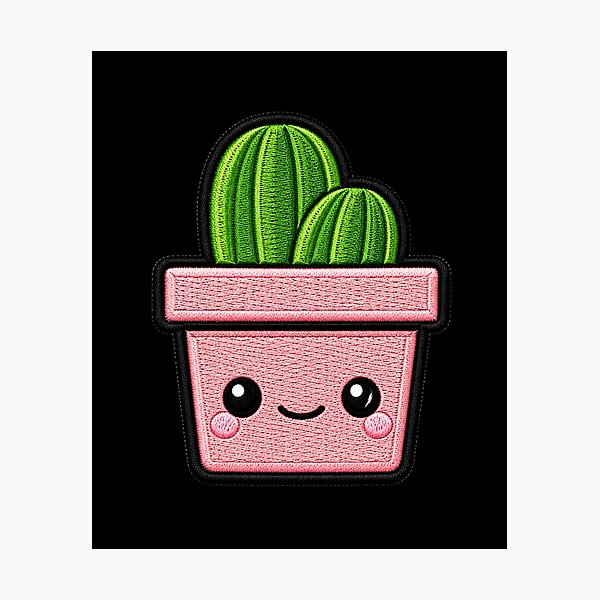 Item preview, Kawaii Cactus Embroidery Patch Illustration designed and sold by ColorSplash123.