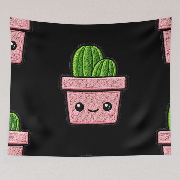 Item preview, Kawaii Cactus Embroidery Patch Illustration designed and sold by ColorSplash123.
