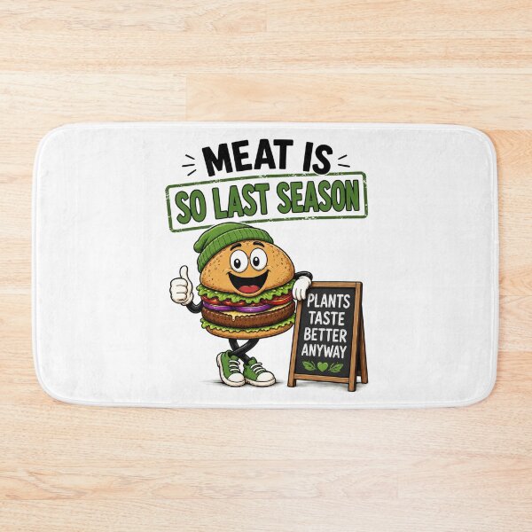 Item preview, Meat Is So Last Season Funny Vegan Burger Plant Based Design. designed and sold by The-T-In-Retro.