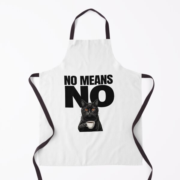Item preview, No Means No Funny Black Cat Drinking Coffee designed and sold by HometownCozyCo.