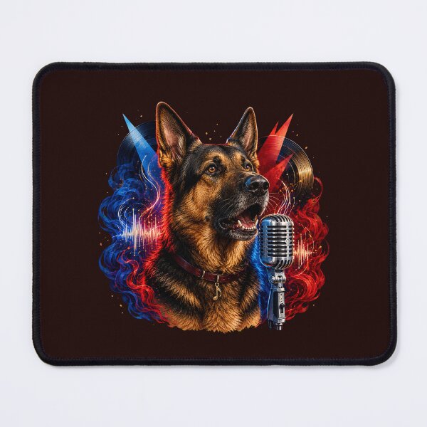 Item preview, German Shepherd Singer Retro Music Art designed and sold by Kolibra.