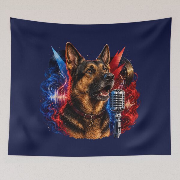 Item preview, German Shepherd Singer Retro Music Art designed and sold by Kolibra.