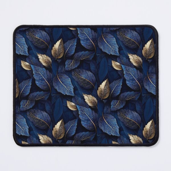 Item preview, blue and gold leaves pattern designed and sold by DREAMYARTSOUL.