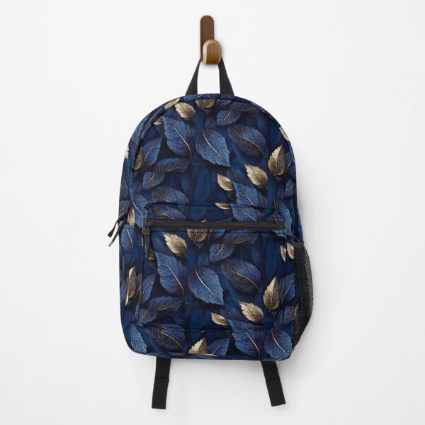 Item preview, blue and gold leaves pattern designed and sold by DREAMYARTSOUL.