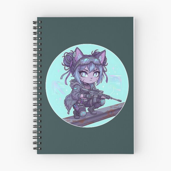 Item preview, Cyber Wasteland Tech Cat - Cyberpunk Sniper Chibi designed and sold by CaliLuminos.