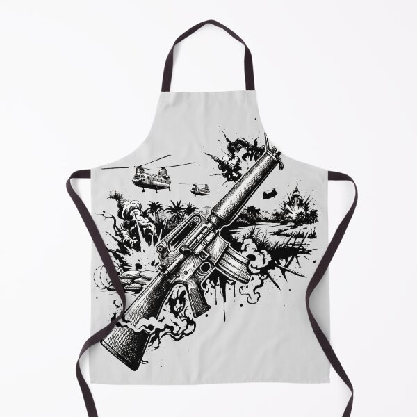 Item preview, military m16 warfare army helicopter black and white illustration designed and sold by dejco.art.