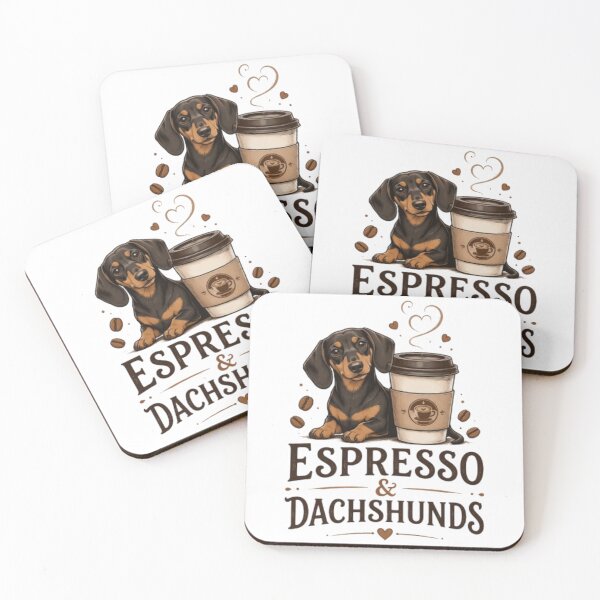 Item preview, Cute Espresso & Dachshund Illustration – Coffee Lover Dog Design designed and sold by EdgeSphere.