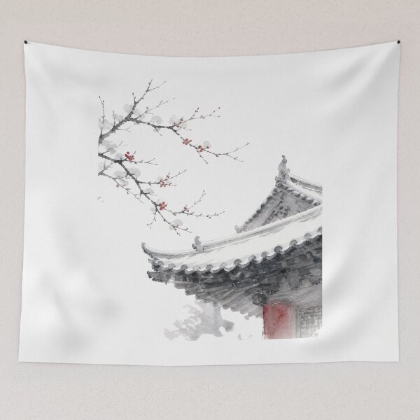 Item preview, Snowy Japanese Temple | Japanese Design designed and sold by JapanMemoir.
