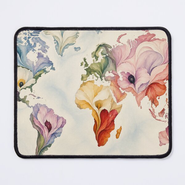 Item preview, Floral World Map – Botanical Journey designed and sold by LuluLeb.