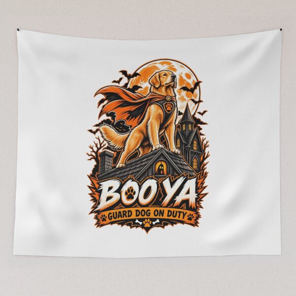 Item preview, Booya Guard Dog On Duty Golden Retriever Halloween Funny Golden Halloween Shirt designed and sold by KnrNazimTHRE4DS.